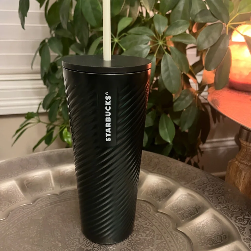 STARBUCKS GREEN SWIRLED STAINLESS STEEL TUMBLER 24OZ - Picture 1 of 4